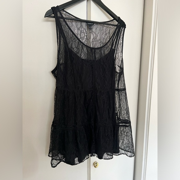 TORRID Babydoll lace tiered black tunic tank size 1 - Picture 5 of 8